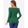 imageAllegra K Womens Long Sleeves Scoop Neck Casual Peplum Shirt TopsDark Green