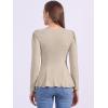 imageAllegra K Womens Long Sleeves Scoop Neck Casual Peplum Shirt TopsKhaki