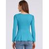 imageAllegra K Womens Long Sleeves Scoop Neck Casual Peplum Shirt TopsLake Blue