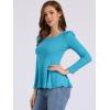 imageAllegra K Womens Long Sleeves Scoop Neck Casual Peplum Shirt TopsLake Blue
