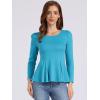 imageAllegra K Womens Long Sleeves Scoop Neck Casual Peplum Shirt TopsLake Blue