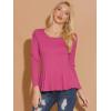 imageAllegra K Womens Long Sleeves Scoop Neck Casual Peplum Shirt TopsMagenta