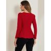 imageAllegra K Womens Long Sleeves Scoop Neck Casual Peplum Shirt TopsRed