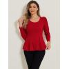 imageAllegra K Womens Long Sleeves Scoop Neck Casual Peplum Shirt TopsRed