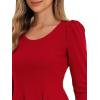 imageAllegra K Womens Long Sleeves Scoop Neck Casual Peplum Shirt TopsRed