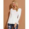 imageAllegra K Womens Long Sleeves Scoop Neck Casual Peplum Shirt TopsWhite