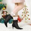 imageAllegra K Womens Mesh Heel Boots Stiletto Heels Ruffle Ankle BootsBlack