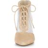 imageAllegra K Womens Mesh Lace Up Stiletto Heels Ankle BootsBeige