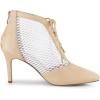 imageAllegra K Womens Mesh Lace Up Stiletto Heels Ankle BootsBeige