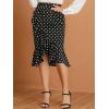 imageAllegra K Womens Midi High Waist Polka Dots Ruffle Asymmetrical SkirtBlack