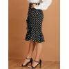 imageAllegra K Womens Midi High Waist Polka Dots Ruffle Asymmetrical SkirtBlack