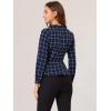imageAllegra K Womens Office Work Blouse Tie Waist Plaid Check Long Sleeve Workwear Wrap Peplum Top