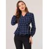 imageAllegra K Womens Office Work Blouse Tie Waist Plaid Check Long Sleeve Workwear Wrap Peplum Top