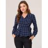 imageAllegra K Womens Office Work Blouse Tie Waist Plaid Check Long Sleeve Workwear Wrap Peplum Top