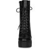 imageAllegra K Womens Platform Lace Up Chunky Heels Combat BootsBlack