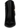 imageAllegra K Womens Pointed Toe Buckle Chunky Heels Ankle BootsBlack