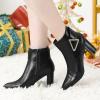 imageAllegra K Womens Pointed Toe Buckle Chunky Heels Ankle BootsBlack