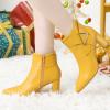 imageAllegra K Womens Pointed Toe Buckle Chunky Heels Ankle BootsYellow