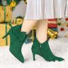 imageAllegra K Womens Pointed Toe Zip Bow Stiletto Heels Ankle BootsEmerald Green