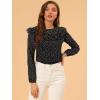 imageAllegra K Womens Polka Dots Chiffon Top Elegant Crew Neck Ruffle Blouse