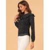 imageAllegra K Womens Polka Dots Chiffon Top Elegant Crew Neck Ruffle Blouse