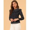 imageAllegra K Womens Polka Dots Chiffon Top Elegant Crew Neck Ruffle Blouse