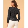 imageAllegra K Womens Polka Dots Chiffon Top Elegant Crew Neck Ruffle Blouse