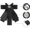 imageAllegra K Womens Pretied Bowknot Beads Bow Tie Elegant Large Ribbon BroochBlack