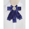 imageAllegra K Womens Pretied Bowknot Beads Bow Tie Elegant Large Ribbon BroochBlue