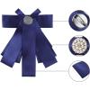 imageAllegra K Womens Pretied Bowknot Beads Bow Tie Elegant Large Ribbon BroochBlue