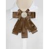 imageAllegra K Womens Pretied Bowknot Beads Bow Tie Elegant Large Ribbon BroochBrown