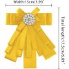 imageAllegra K Womens Pretied Bowknot Beads Bow Tie Elegant Large Ribbon BroochGolden Yellow