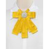 imageAllegra K Womens Pretied Bowknot Beads Bow Tie Elegant Large Ribbon BroochGolden Yellow