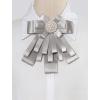 imageAllegra K Womens Pretied Bowknot Beads Bow Tie Elegant Large Ribbon BroochGrey