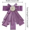 imageAllegra K Womens Pretied Bowknot Beads Bow Tie Elegant Large Ribbon BroochPurple