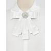 imageAllegra K Womens Pretied Bowknot Beads Bow Tie Elegant Large Ribbon BroochWhite