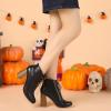 imageAllegra K Womens Round Toe Lace Up Chunky Heels Ankle BootiesBlack