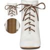 imageAllegra K Womens Round Toe Lace Up Chunky Heels Ankle BootiesWhite