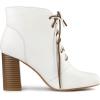 imageAllegra K Womens Round Toe Lace Up Chunky Heels Ankle BootiesWhite