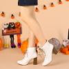 imageAllegra K Womens Round Toe Lace Up Chunky Heels Ankle BootiesWhite