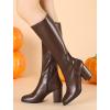 imageAllegra K Womens Round Toe Zip Block Heels Knee High BootsDark Brown