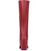 imageAllegra K Womens Round Toe Zip Block Heels Knee High BootsRed