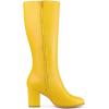 imageAllegra K Womens Round Toe Zip Block Heels Knee High BootsYellow