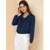 imageAllegra K Womens Ruffle Neck Chiffon Blouse Business Office Vintage Peasant TopDark Blue