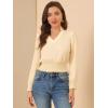 imageAllegra K Womens Ruffle VNeck Long Sleeve Chiffon Smocked Waist Blouse