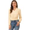 imageAllegra K Womens Ruffle VNeck Long Sleeve Chiffon Smocked Waist Blouse