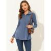 imageAllegra K Womens Swing Blouse Mock Neck Long Sleeve Zip Up Tunic TopGrey Blue