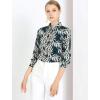 imageAllegra K Womens Tropical Print Blouse Lapel Collar Long Sleeve Elegant Button Down ShirtBluetropical Leaves
