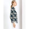 imageAllegra K Womens Tropical Print Blouse Lapel Collar Long Sleeve Elegant Button Down ShirtBluetropical Leaves