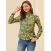 imageAllegra K Womens Tropical Print Blouse Lapel Collar Long Sleeve Elegant Button Down ShirtGreenfloral